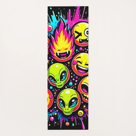 Neon Funky Emoji Mix ヨガマット (裏面)