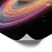 Neon Galactic Ring Planet Digital Art Cosmic  ポスター (角)