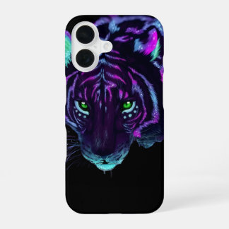 Neon Galaxy Tiger Glowing Eyes Phone Case iPhone 16ケース