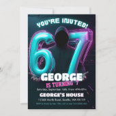 Neon Gamer 7th Birthday Invitation 招待状 (正面)