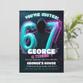 Neon Gamer 7th Birthday Invitation 招待状 (スタンド正面)