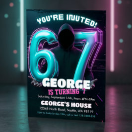 Neon Gamer 7th Birthday Invitation 招待状