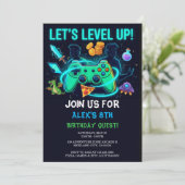 Neon Gamer Birthday Invitation Editable Template 招待状 (スタンド正面)