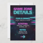 Neon Gamer Birthday Invitation Game for Teen Boy  招待状 (裏面)