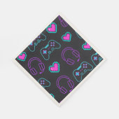 Neon Gamer Controller and Hearts Pattern スタンダードランチョンナプキン (角)