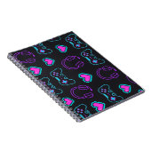 Neon Gamer Controller and Hearts Pattern ノートブック (右側)
