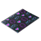Neon Gamer Controller and Hearts Pattern ノートブック (左側)