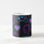 Neon Gamer Controller and Hearts Pattern モーフィングマグカップ (中央)