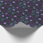 Neon Gamer Controller and Hearts Pattern ラッピングペーパー (角)