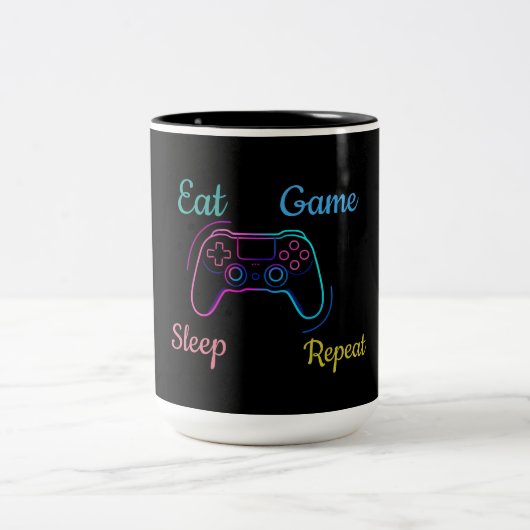 Neon gaming design customizable ツートーンマグカップ (中央)