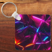 Neon Geometric Abstract Futuristic Cyberpunk キーホルダー (正面)