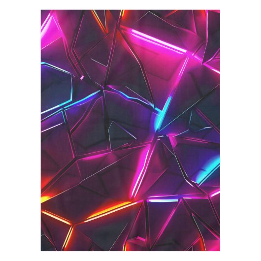 Neon Geometric Abstract Futuristic Cyberpunk テーブルクロス (正面)
