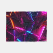 Neon Geometric Abstract Futuristic Cyberpunk フリースブランケット (正面(横))