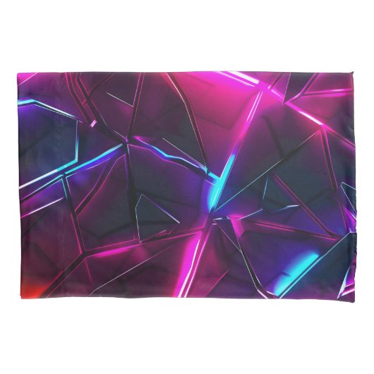 Neon Geometric Abstract Futuristic Cyberpunk 枕カバー (正面)