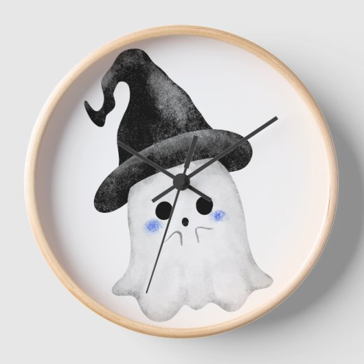 Neon Ghost Clock – Spooky Glow-In-The-Dark Wall Cl 壁時計 (正面)