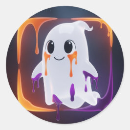 neon ghost stickers ラウンドシール