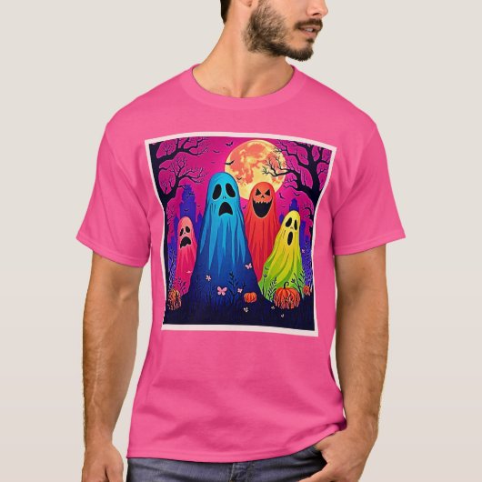 Neon Ghosts' Halloween Party Design Tシャツ (正面)