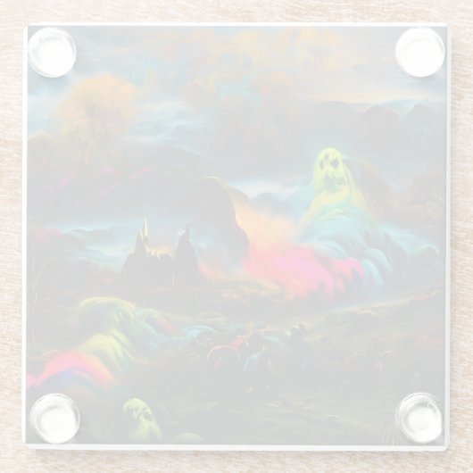 Neon Ghosts in a Haunted Fantasy Landscape ガラスコースター (裏面)