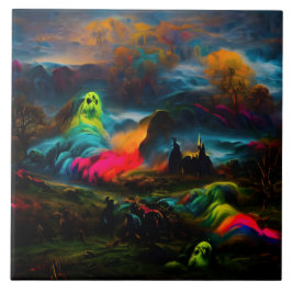 Neon Ghosts in a Haunted Fantasy Landscape タイル