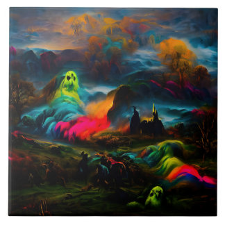 Neon Ghosts in a Haunted Fantasy Landscape タイル