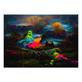 Neon Ghosts in a Haunted Fantasy Landscape フォトプリント (正面)