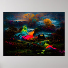 Neon Ghosts in a Haunted Fantasy Landscape ポスター