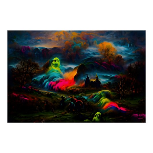 Neon Ghosts in a Haunted Fantasy Landscape ポスター (正面)