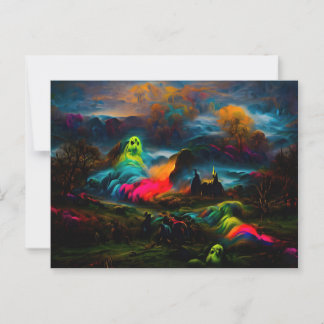 Neon Ghosts in a Haunted Fantasy Landscape ポストカード