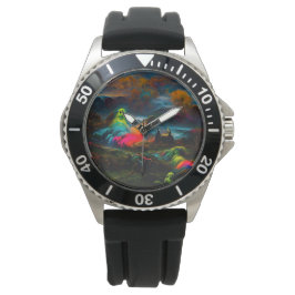 Neon Ghosts in a Haunted Fantasy Landscape 腕時計