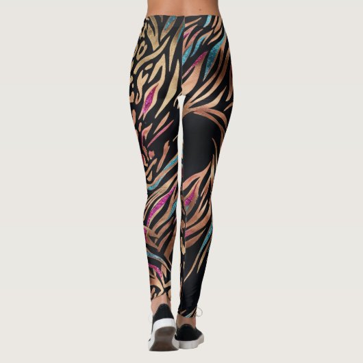Neon Glam Animal Mix Tiger Leopard Pattern レギンス (裏面)