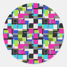 Neon Glitch Art Aesthetic Vinyl Sticker ラウンドシール