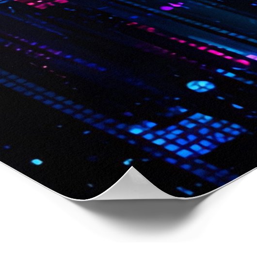 Neon Glitch Data Stream Abstract ポスター (角)