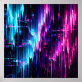 Neon Glitch Data Stream Abstract ポスター (正面)