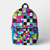 Neon Glitch Geometric Aesthetic Backpack プリントバックパック (正面)