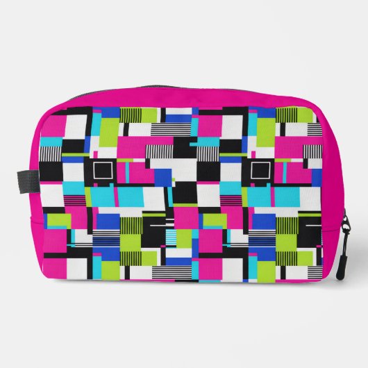 Neon Glitch Geometric Aesthetic Makeup Bag ドップキット (正面)