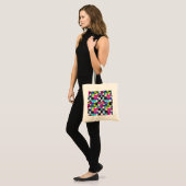 Neon Glitch Geometric Canvas Tote Bag トートバッグ (正面(モデル))