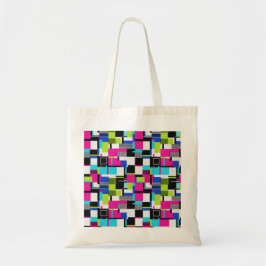 Neon Glitch Geometric Canvas Tote Bag トートバッグ
