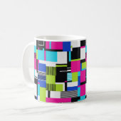 Neon Glitch Geometric Ceramic Coffee Mug コーヒーマグカップ (正面左)