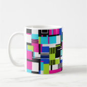 Neon Glitch Geometric Ceramic Coffee Mug コーヒーマグカップ (左)