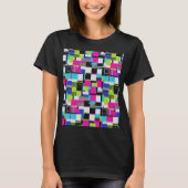 Neon Glitch Geometric Cyberpunk T-Shirt Tシャツ (正面)