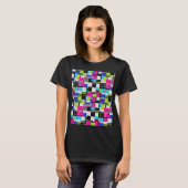 Neon Glitch Geometric Cyberpunk T-Shirt Tシャツ (正面フル)