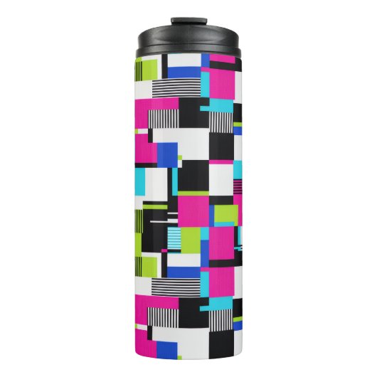 Neon Glitch Geometric Insulated Tumbler タンブラー (正面)