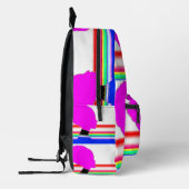 Neon Glitch – Striped Art Backpack プリントバックパック (左)