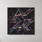  Neon Glitchcore Geometric Shapes on Black キャンバスプリント (正面)