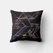  Neon Glitchcore Geometric Shapes on Black クッション (裏面)