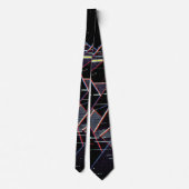 Neon Glitchcore Geometric Shapes on Black ネクタイ (裏面)