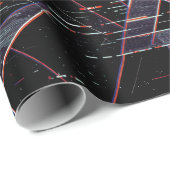 Neon Glitchcore Geometric Shapes on Black ラッピングペーパー (ロールコーナー)