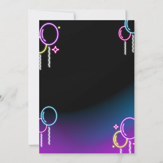 Neon Glow - Birthday Party Invitation 招待状 (裏面)