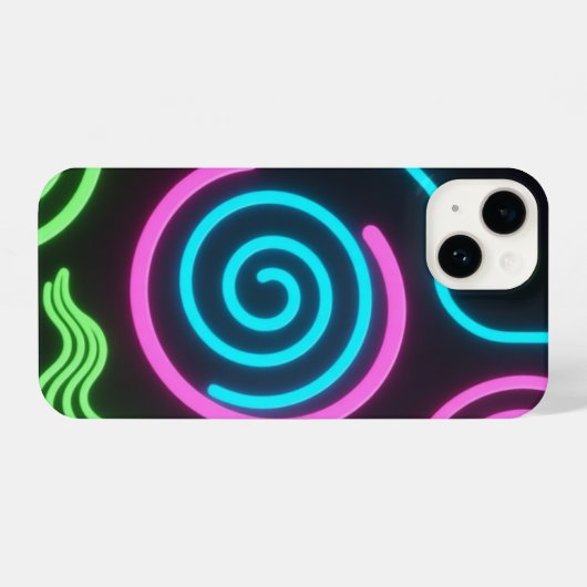 Neon Glow Black Phone Case iPhoneケース (裏面横)