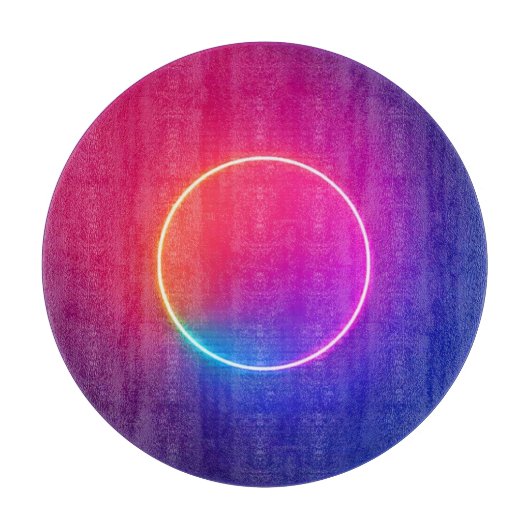 Neon Glow Circle Abstract Art カッティングボード (正面)